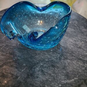 Handblown art glass dish